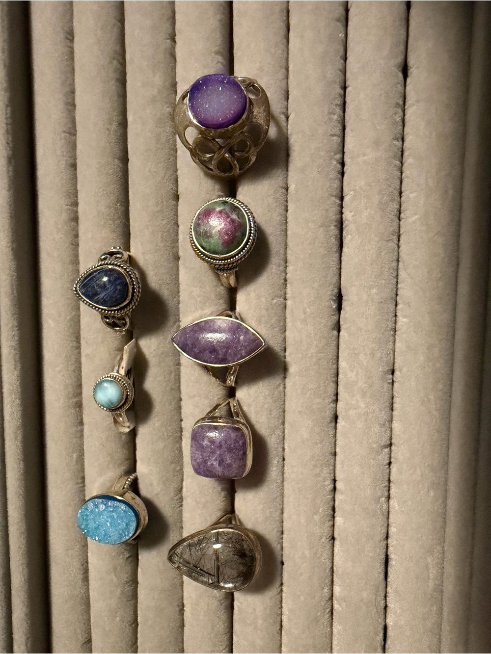 Assorted Purple and Blue Gemstone Rings - Women's Silver Jewelry